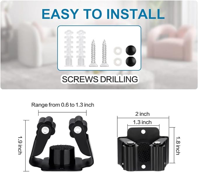 24 PCS Broom and Mop Holder, Heavy Duty Garden Tool Organizer Rack Rake and Shovel Handle, Stainless Steel Mop Hanger. Wall Mounted Utility Rack with Screws, Silver.