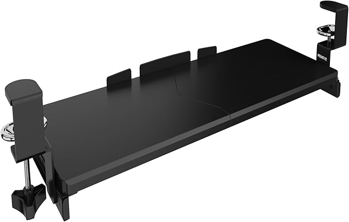 Mount-It! 30” Extra-Wide Clamp-On Under Desk Keyboard Tray, Large Slide-Out Keyboard Drawer for Desk, Ergonomic Pull-Out Platform with Smooth Gliding Tracks, No-Drill C-Clamp Mount