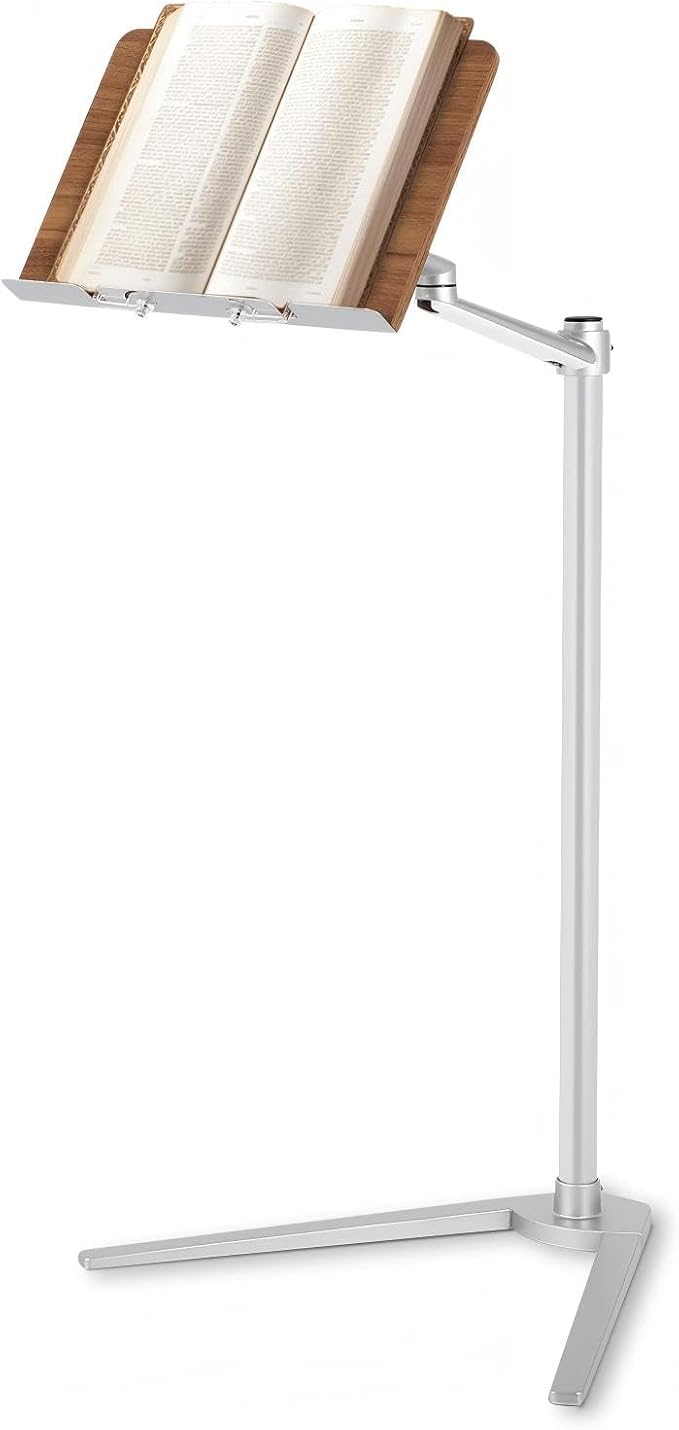 FAHKNS Book Stand for Reading，Multifunctional Book Stand for Reading with Wooden Platform & Elastic Book Clip，Suitable for Holding Books，Laptops，Tablets，Mobile Phones，Projectors