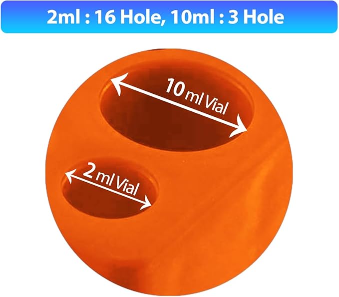 Vial Holder for Refrigerator Use | Home Vial Organizer Tray for Peptide– 5"x5"x0.75", Lightweight (8g) (Orange)