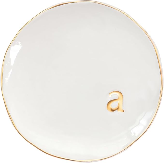 COLLECTIVE HOME - Ceramic Jewelry Tray, Decorative Trinket Dish for Rings Earrings Necklaces Bracelet Watch Keys, Birthday Mother's Day Christmas Gift for Women, 4.75", Glossy (a)