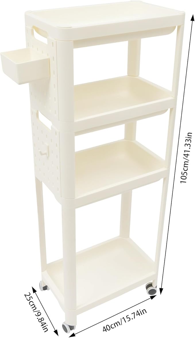 PERFERATE 3 Tier Slim Rolling Storage Cart Rolling Utility Cart with Wheels Multifunctional Storage Organizer Laundry, Kitchen, Bathroom Organizer Narrow Space Shelving Unit, Modern