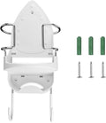 Wall Mount Iron Board Hanger and Ironing Board Storage Organizer Shelf With Removable Hooks for Household Bathroom Laundry Room (White)