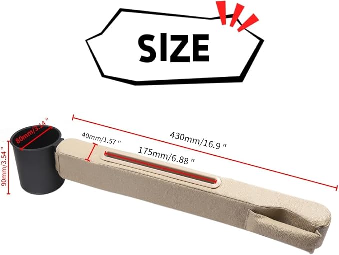 Car Accessories,Car Gap Plug,with Pocket Organizer and Removable Cupholder,Cup Holder for Car,3in1 Car Seat Gap,Prevent Small Items from Falling,Car Seat Gap Storage.(Beige)