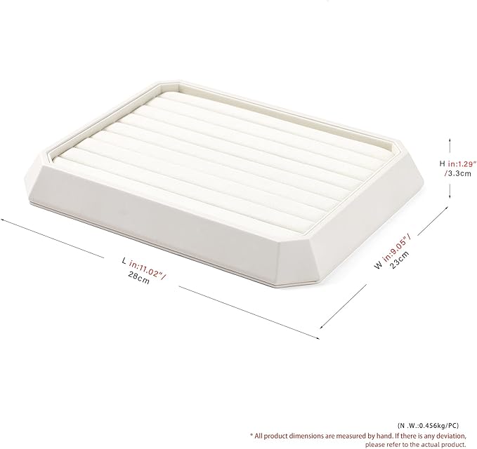 Premium PU Leather Stackable Jewelry Ring Display Tray Ring Earring Display Holder Organizer Showcase(Beige)