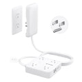 TROND Flat Plug Power Strip with Outlet Cover - 6ft Extension Cord with Multiple Outlets and 4 USB Ports, Mountable Surge Protector Outlet Concealer, Kitchen Home Improvement for Hide Messy, White