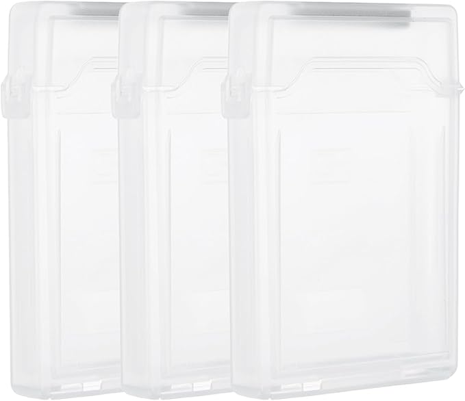 PATIKIL 4.5" x 3.2" Hard Drive Disk Case, 3Pcs Plastic Hard Disk Storage Box Portable Anti-Static Case for 2.5" External SSD HDD, White