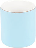 HANKOR Ceramic Pencil Holder for Desk - Cute Gold Trim Pen Aesthetic Makeup Brush Cup Holder Organizer for Desktop Storage Stationery Office Home Supplies (Light Blue)