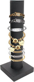 Novel Box Black Leatherette Vertical Bracelet/Bangle Display Tower - Jewelry Organizer Tower Stands for Bracelet Displays - Hair Tie Bangle Bracelet Watch Scrunchie Holder for Selling or Personal Use