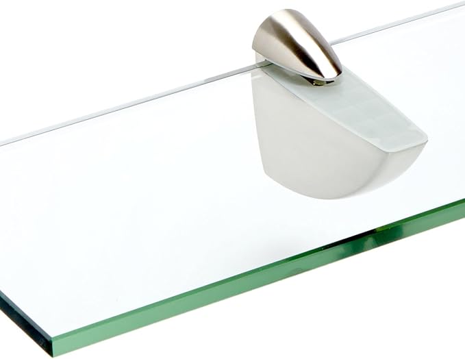 Spancraft Glass O-8x18-Brushed Steel Oriole Glass Shelf, Brushed Steel, 8" x 18"