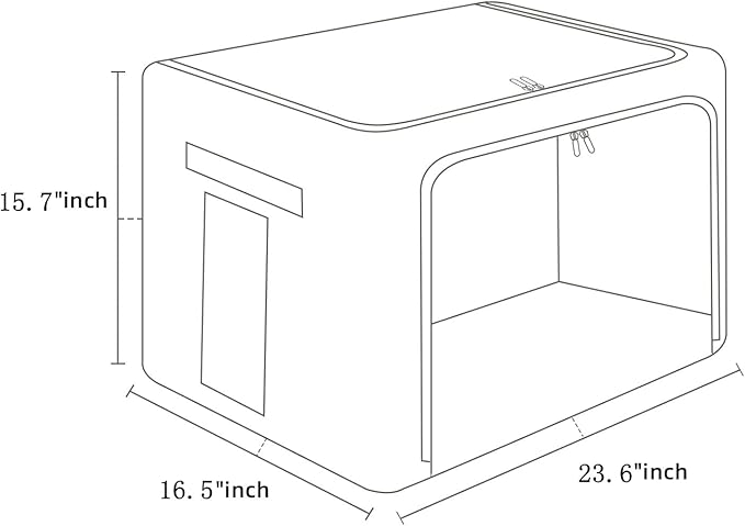 FHSQX Extra Large Clothes Storage Bins Foldable Metal Frame Storage Box Stackable Linen Fabric Box Organizer Set with Carrying Handles and Clear Window -100L (Gray, 23.6x 16.5x 15.7 Inch)