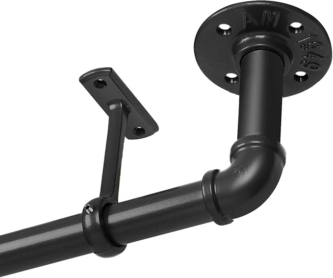1-Inch Industrial Duct Curtain Rod - Suitable for Windows 28 to 48 Inches - Indoor/Outdoor, Wall or Ceiling Mount