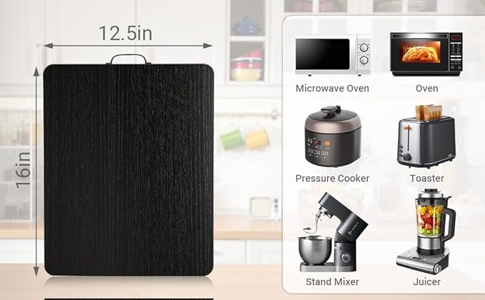 Sliding Tray for Coffee Maker, 360° Rotating Appliance Slider for Kitchen Appliances, Wooden Sliding Tray Suitable for Kitchen Countertops and Kitchen Appliances(Black, Large)