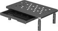 Monitor Stand Riser with Drawer - Adjustable Height (10.5-14.5cm) 3 Gears, Carbon Steel Desk Organizer for Computer/Laptop, Ventilated, Multi-Layer Storage for Office Home (Black)