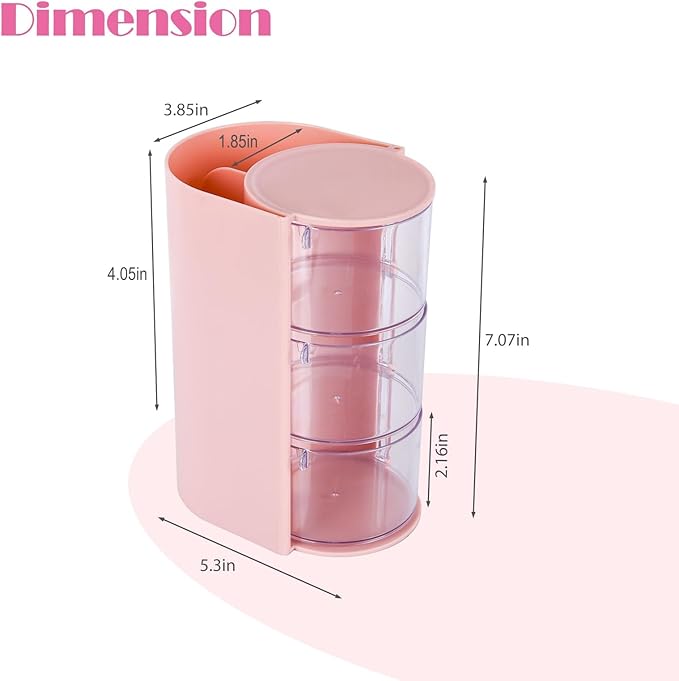 Hair Accessory Organizer, hair brush organizer, 3-Layer Clear Hair Accessories Organizer Rotatable Small Jewelry Box for Clip Earring Necklaces, The Latest Gift for A Girl. (white)