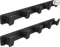 Coat Hook Wall Rack Hanger - Double Coat Rack with 5 Hooks Wall Hooks for Hanging Hat Key Bag Towel Wall Mount Coat Rack, Black 2 Packs