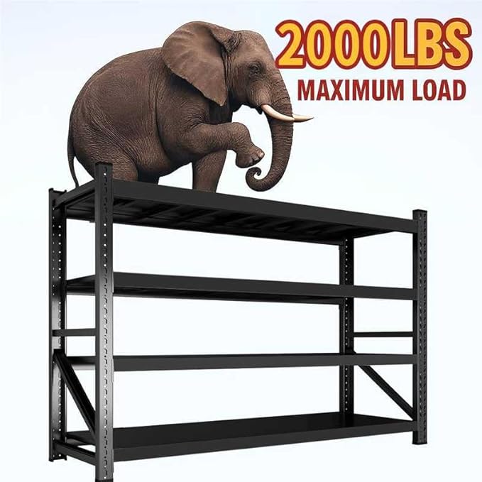 59" W Garage Shelving Heavy Duty, 4 Tier Metal Garage Shelves Adjustable Storage Shelving Unit for Garage, Warehouse, Industrial Shelves