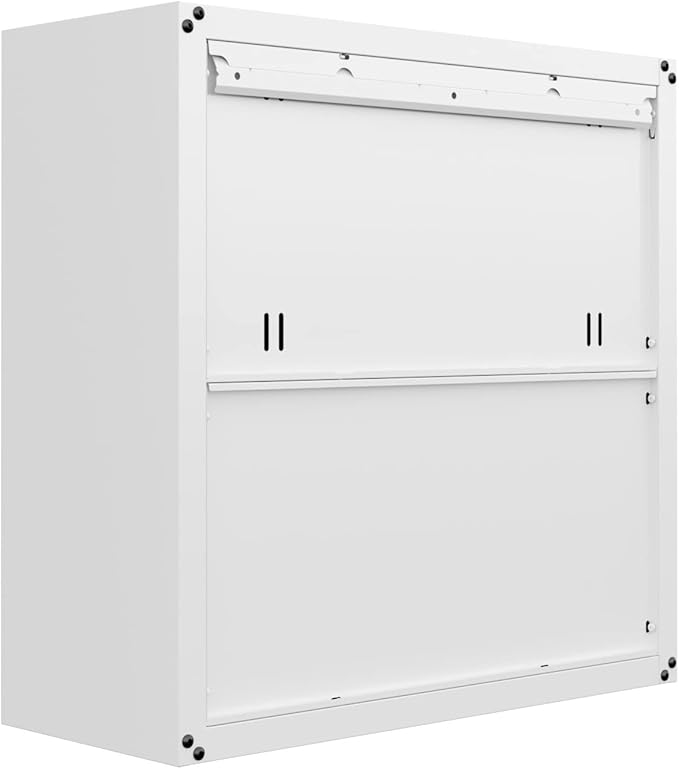 Manhattan Comfort Fortress 30" Floating Textured Metal Garage Cabinet with Adjustable Shelves, Set of 1, White