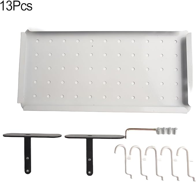 Storage Pegboard for Wall Organization, 14.2" X 7.1" Magnetic-Friendly Steel Panel for DIY Crafts, Mail