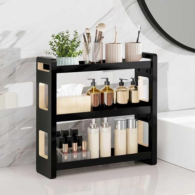 Bathroom Counter Organizer,Bathroom Counter Shelf,Bathrooms Organizers,Under Sink Organizer,Cologne Organizer For Men,Cologne Stand,Spice Rack,Cabinet Organizers(Black 3 Tier)