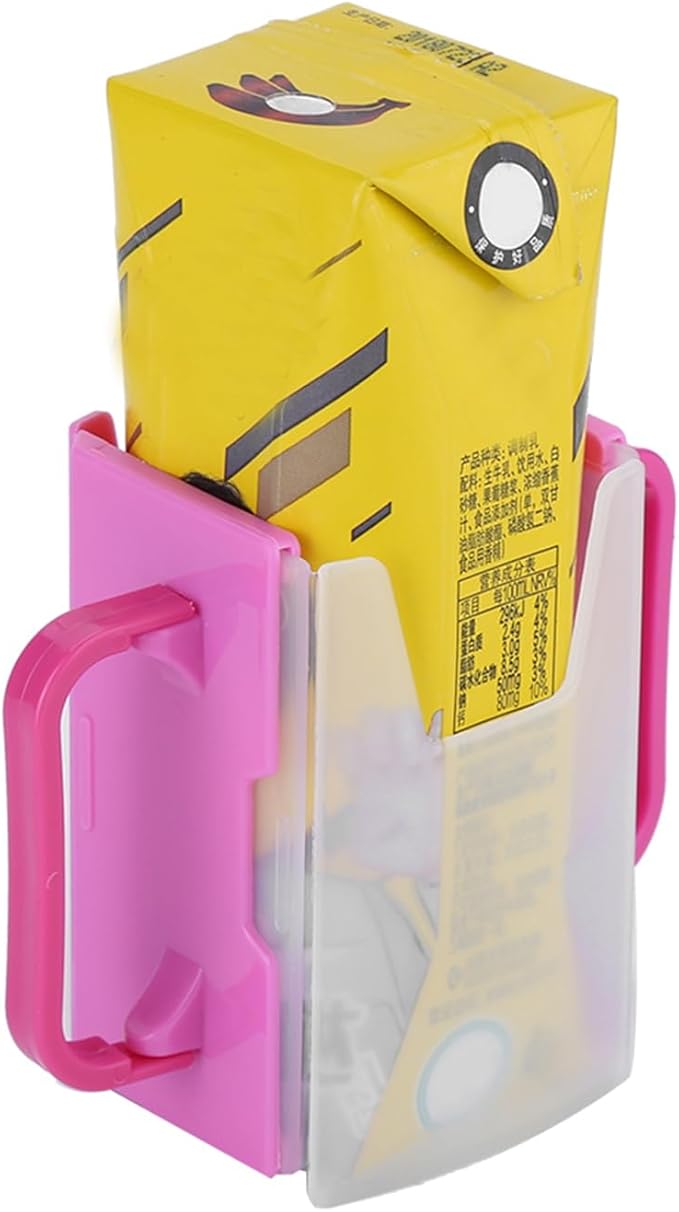 Spill Proof Milk Holder, Adjustable Milk Carton Holder with Handle for Kid Child (Green (Red)