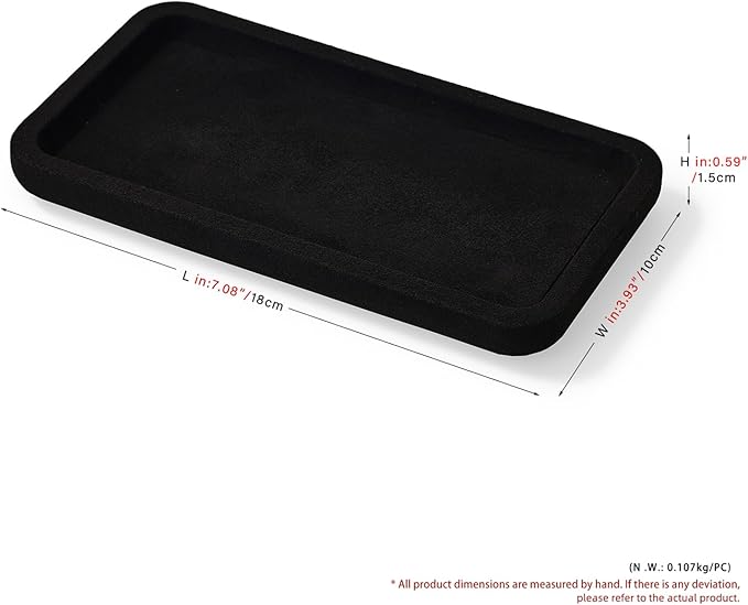 Microfiber Jewelry Display Flat Tray for Rings Earrings Necklace Bracelet, Jewelry Photograph Display Catchall Organizer Tray Dish(S,Black)