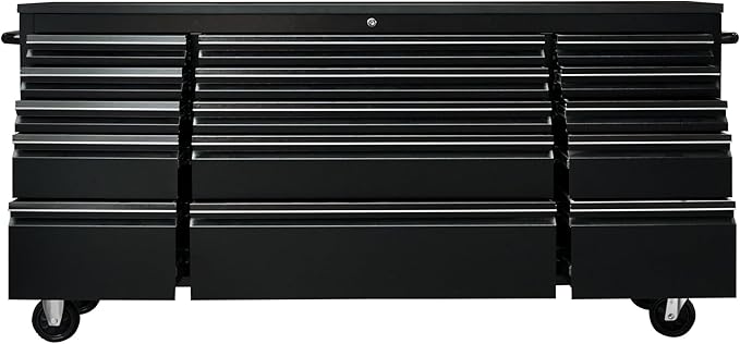 CT Copper Tailor 72-inch Rolling Tool Chest Cabinet with Integrated Power Strip,15 Drawers,Wheels,and Wood Top,Mobile Garage Workbench Storage, Assembled Large Tool Box for Workshop, Matte Black