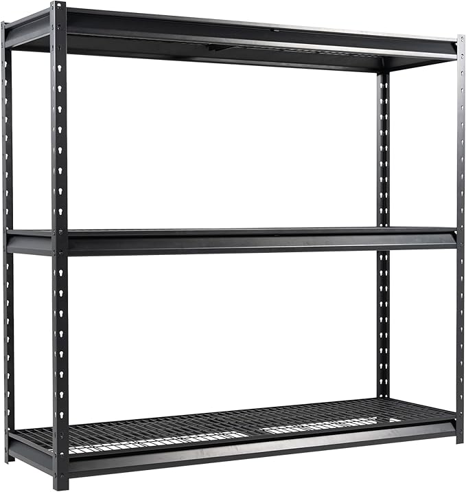 The Atlas 72" H Metal Garage Shelving Unit, 3-Tier Heavy Duty Storage Shelves, 7500 LBS Load Capacity, Industrial Steel Shelf Rack for Shop Warehouse Basement, 77”W x 24”D x 72”H