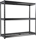 The Atlas 72" H Metal Garage Shelving Unit, 3-Tier Heavy Duty Storage Shelves, 7500 LBS Load Capacity, Industrial Steel Shelf Rack for Shop Warehouse Basement, 77”W x 24”D x 72”H
