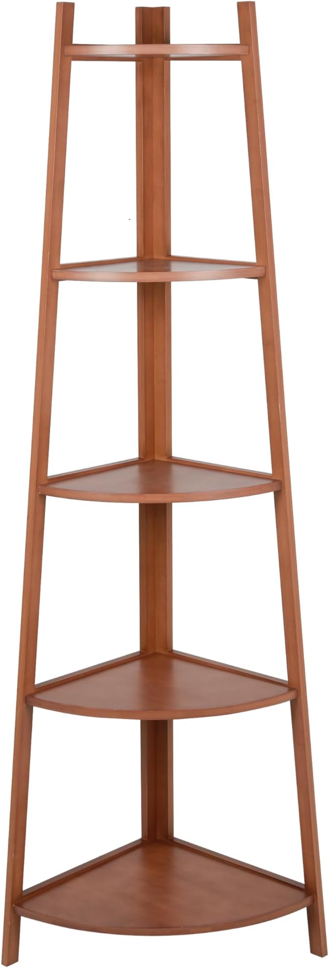 5-Tier Corner Shelf Stand, Tall Wood Shelf, Bookshelf for Living Room, Bedroom, Office, Plant Display, Rustic Brown Freestanding Triangle Storage Rack