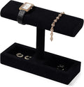 Oirlv Microfiber T-Bar Watch Display Stand Jewelry Display Props Jewelry Organizer Holder for Watch Bracelet Ring Earrings (Black,Microfiber)