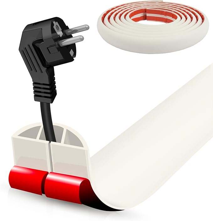 Floor Cord Cover Cable Cavity Self Adhesive Cord Hider Floor 10FT Floor Cable Management Power Cord Protector Floor Electric Cord Covers for Offices, Gym, Exhibitions (Beige, 1.18" x 20')