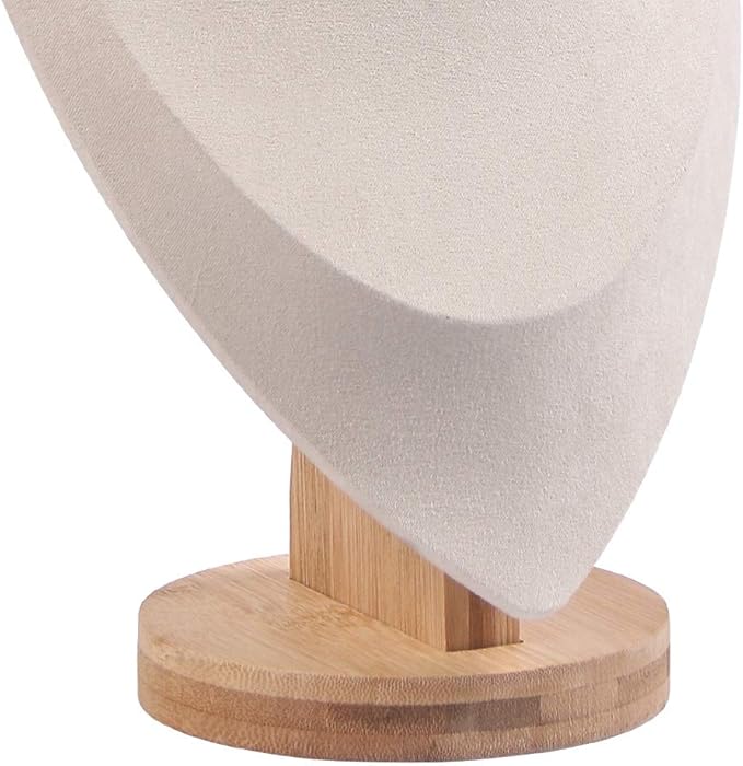 Coward Velvet Bust Necklace Display Stand For Show Bamboo Chain Jewelry Holder Organizer Model(beige velvet, 11.4")