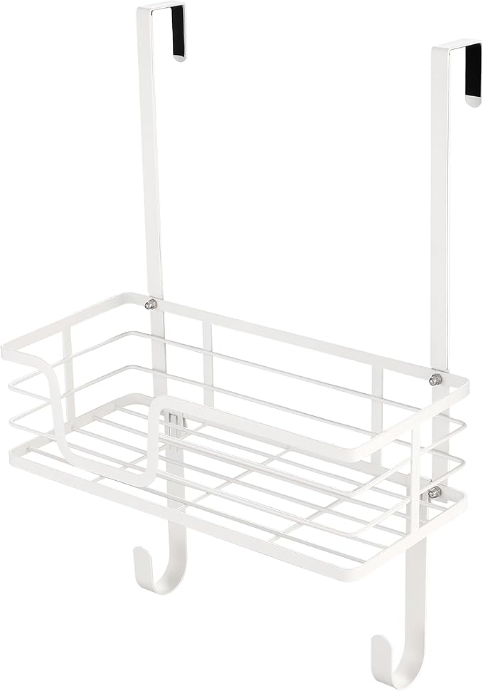 KES Ironing Board Hanger Over The Door, T-Leg Holder, for 1 3/8" Door, Metal Iron Holder White, HIR500A-WH