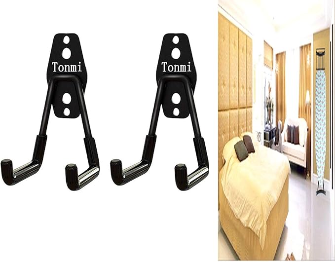 2Pcs Ironing Board Hook - Wall Mount Holder for Laundry & Utility Rooms