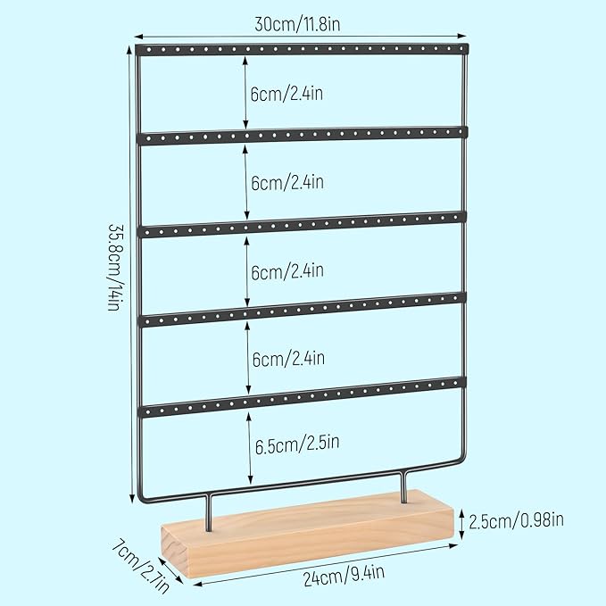 Earring Holder Organizer, Ear Jewelry Tree Organizer for Women, Earring Hanger with 5 Tiers & 120 holes