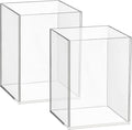 Mototo 2 Pieces Clear Acrylic Pen Holder & Pencil Cup Clear Makeup Bush Holder Acrylic Desktop Stationery Organizer for Office School Home Desk Accessories - 2 Pack, Square