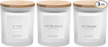 3PCS Modern 13.53oz Transparent Bathroom Canisters with 12 Labels & Wooden Lid Thick Glass Jar Set Qtip Holder for Cotton Ball & Pads Storage Organization Minimalist Decor