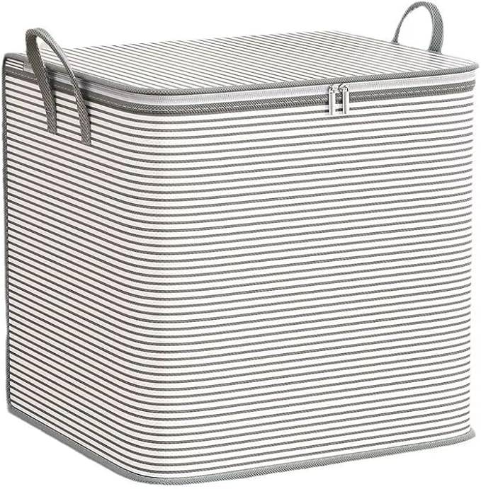 2 Pack Large Foldable Laundry Basket with Zipper Lid – 180L Storage Organizer Bin, Thickened Non-Woven Fabric, Handles for Clothes, Blankets