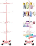Retail Display Stand Rotating Display Stand 4 Tier Spinning Display Stand for Craft Shows, Jewelry, Keychain, Earring Adjustable Height Retail Display Racks (Pink)