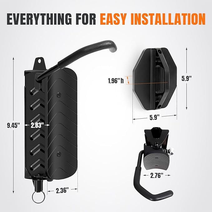 INNO STAGE 1-Pack Swivel Bike Wall Mount Rack, Heavy Duty Bike Rack, Garage Bike Rack & Indoor Bike Rack Solution, Bike Wall Hanger Holds 66 lbs, Space-Saving Vertical Storage for Bicycles