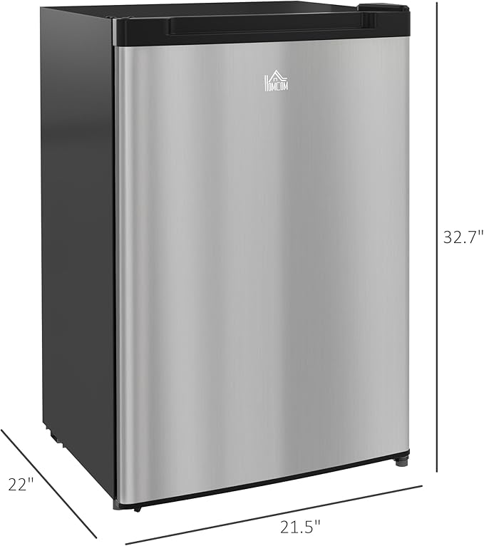 HOMCOM Mini Freezer Countertop, 3 Cu.Ft Compact Upright Freezer with Removable Shelves, Reversible Door for Home, Dorm, Apartment and Office, Silver