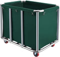 Commercial Laundry Cart with Wheels,11.35 Bushel Commercial Laundry Hamper,Industrial Rolling Laundry Basket with Sturdy Stainless Steel Frame and Oxford Bag for Home Hotel 440 lbs (Blackish Green)