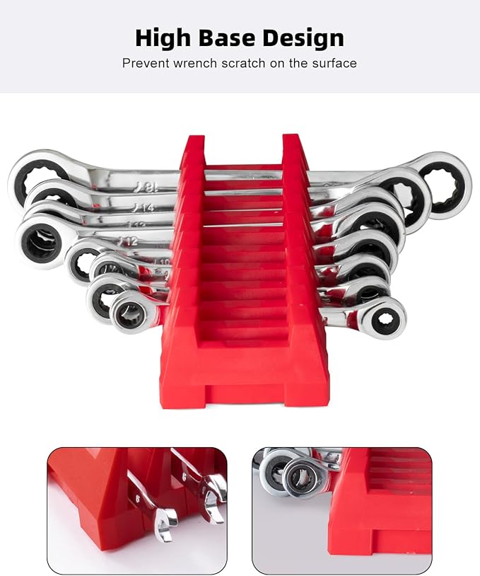 ROTATION 42PC Modular Wrench Organizer - Heavy Duty Tool Box Drawer Insert with SAE Metric Labels, Professional Mechanics Tool Storage System, Expandable Grid Holder