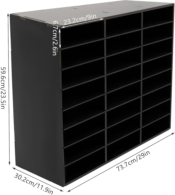 Mail Sorter Organizer, 24 Compartments Mailbox for Classroom, Desktop File Organizer with Adjustable Shelves, for Office Home Classroom, Black
