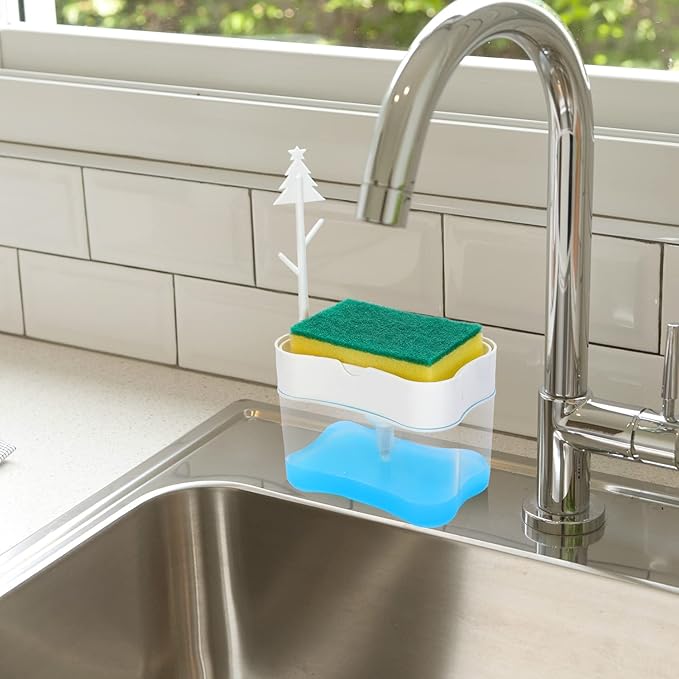 Premium Quality Dish Soap Dispenser - Countertop Kitchen, Sink Dish Washing Soap Dispenser 13 Ounces (Sponge Included)