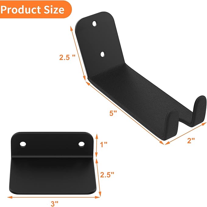 WALMANN 2 Pack Bike Pedal Hanger Wall Mount, Heavy Duty Horizontal Bike Rack for Garage Wall, Holds Up to 70LBS