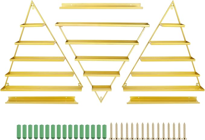 6PCS Nail Polish Racks, 5 Tiers Heart-Shaped Cosmetic Display Racks, Triangular Floating Wall Mount Cosmetic Display Shelves for Home Spa Nail Salon Shop