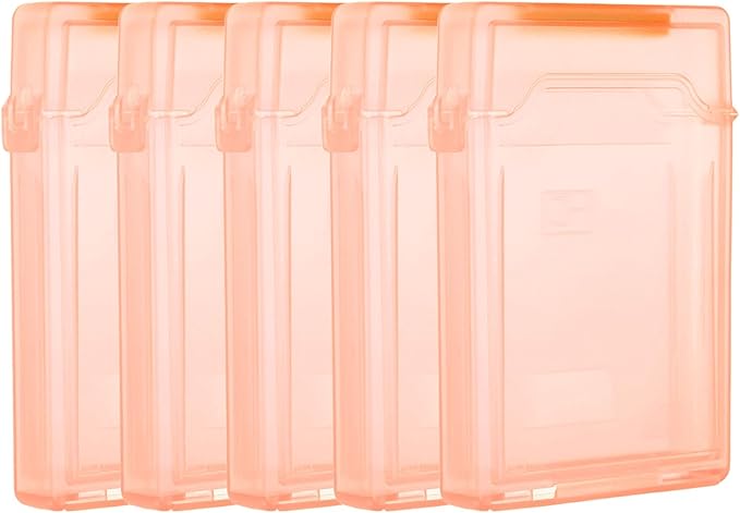 PATIKIL 4.5" x 3.2" Hard Drive Disk Case, 5Pcs Plastic Hard Disk Storage Box Portable Anti-Static Case for 2.5" External SSD HDD, Orange