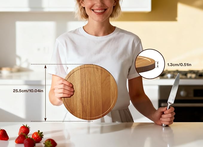 10" Acacia Wood Lazy Susan Turntable Organizer for Table Top, Round Wooden Lazy Susan Storage for Cabinet Countertop Pantry, Decorative Tray for Kitchen Bathroom Decor Coffee Bar Accessories